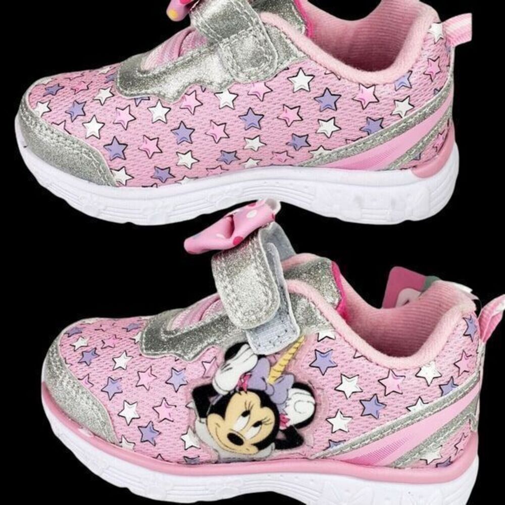 Disney Girls' Minnie Shoes - Laceless LED Light Up Shoes Pink Size 8 (16 cm) New